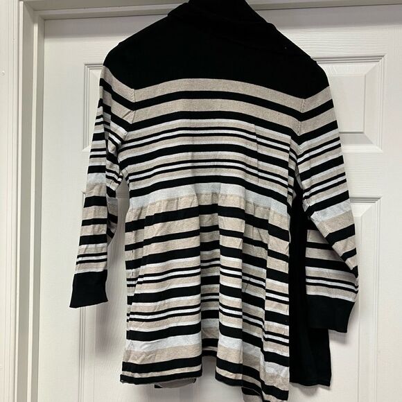Avenue Black Stripe Open Front Stripe Cardigan Sweater sz 22/24 EUC - Picture 2 of 4